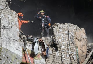 Rescuers worked through the night at the building